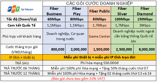 Báo giá lắp mạng Fpt doanh nghiệp