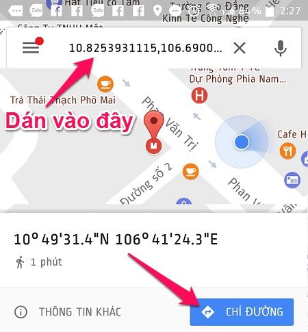 Dán tọa độ vào thanh địa chỉ Google Maps