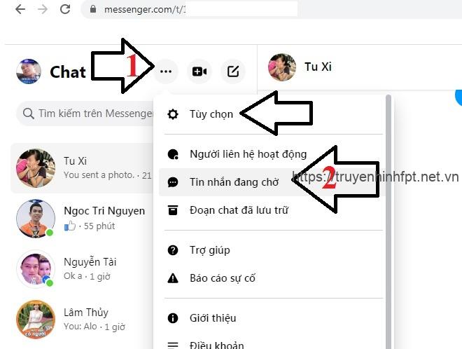 Cách xem tin nhắn chờ trên web Messenger.com