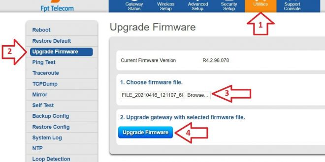 Update firmware modem G97RG6M của nhà mạng FPT